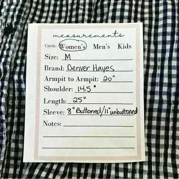 Denver Hayes Women's Medium Checkered Button Down Blouse - Picture 9 of 10